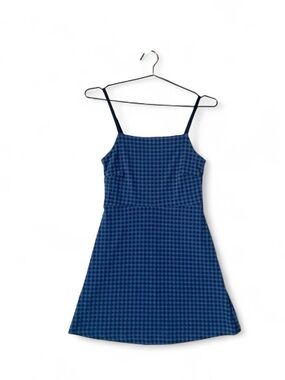 Urban Outfitters Blue Gingham Mini Dress Cottagecore Babydoll Size M